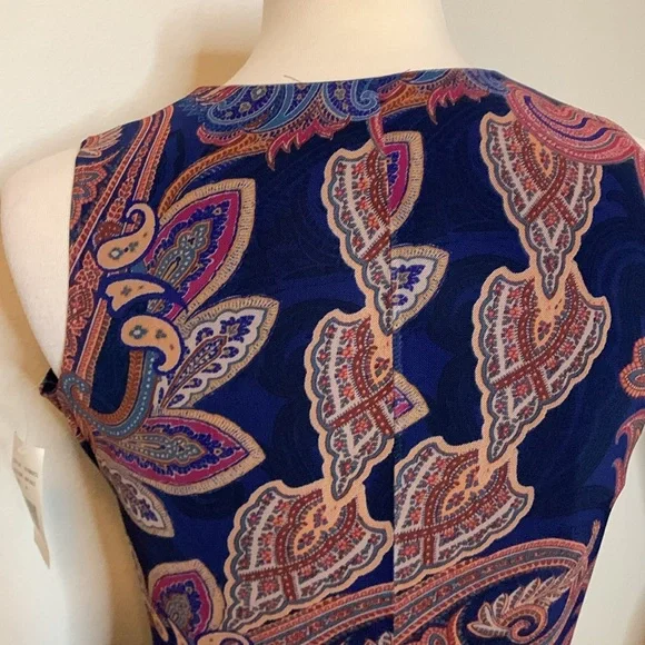 Ronni Nicole Blue & Pink Paisley Dress sleeveless size 6 PTP 18” length 47” NWT - Picture 6 of 14